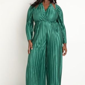 Eloquii Pleated jumpsuit with straps